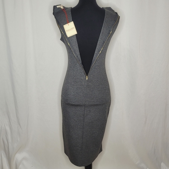 Rolla Coster Sleeveless Dip Neck Exposed Zipper Bodycon Dress in Gray - Size L - Picture 7 of 13